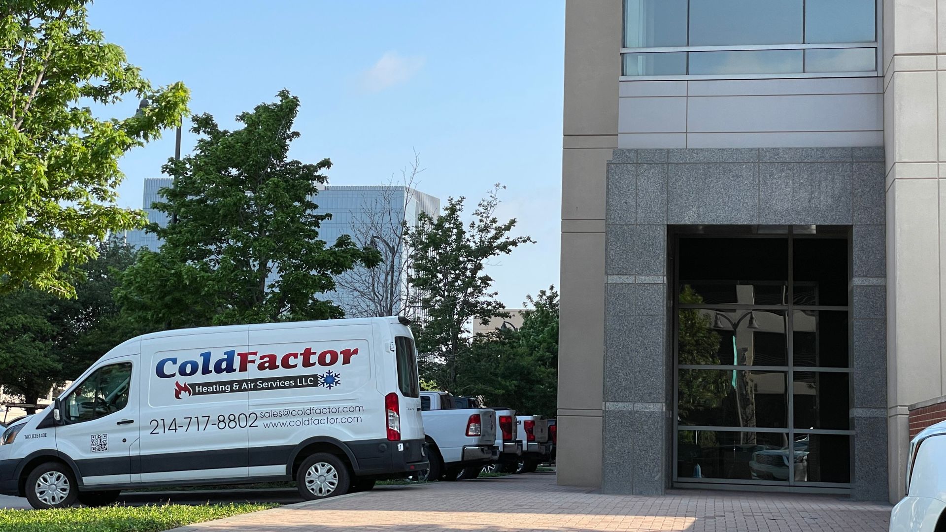 cold factor heating and air van outside of business
