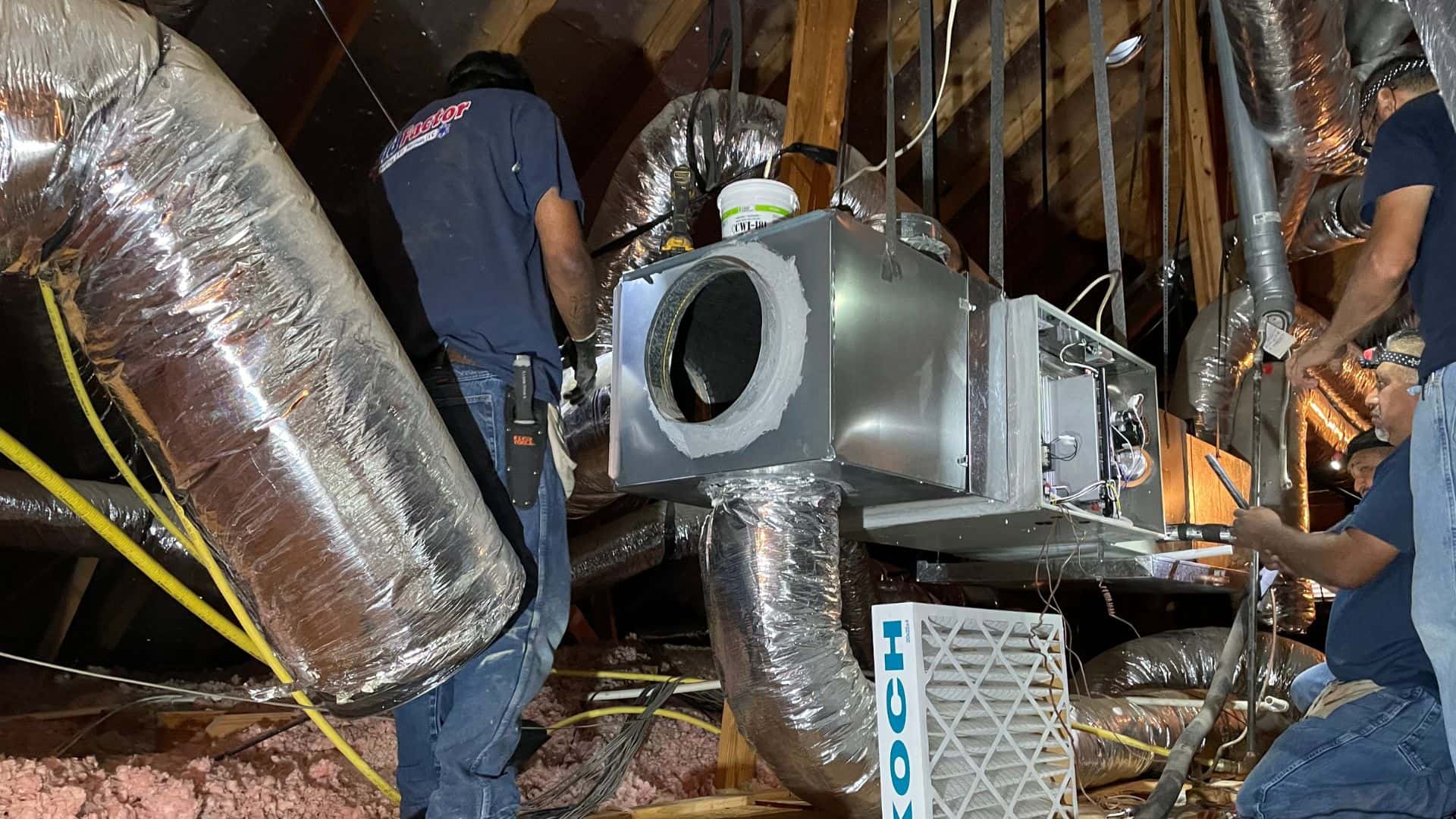 hvac technician attic unit