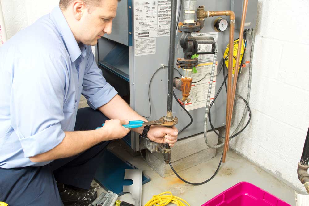 Furnace being inspected